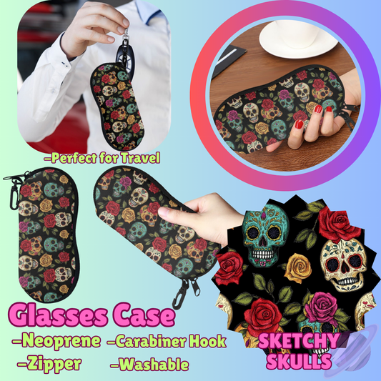 SUNGLASSES CASE RUN-SKETCHY SKULLS-PREORDER CLOSING 8/8