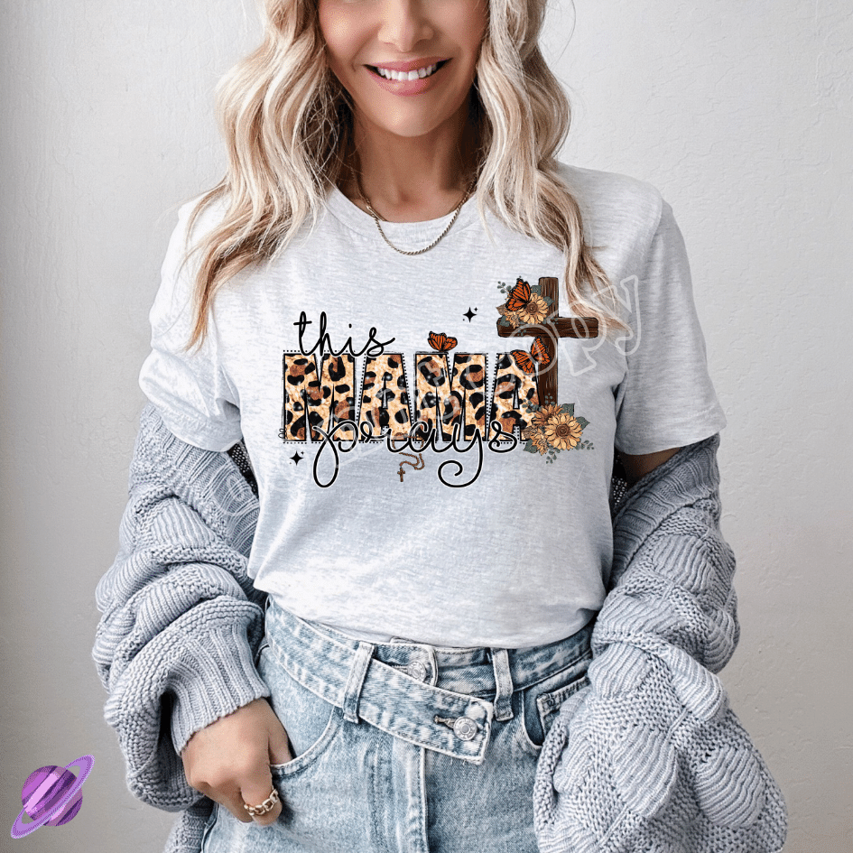 THIS MAMA PRAYS LEOPARD TEE