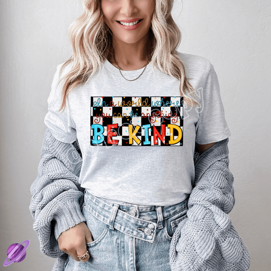 BE KIND CHECKERED TEE