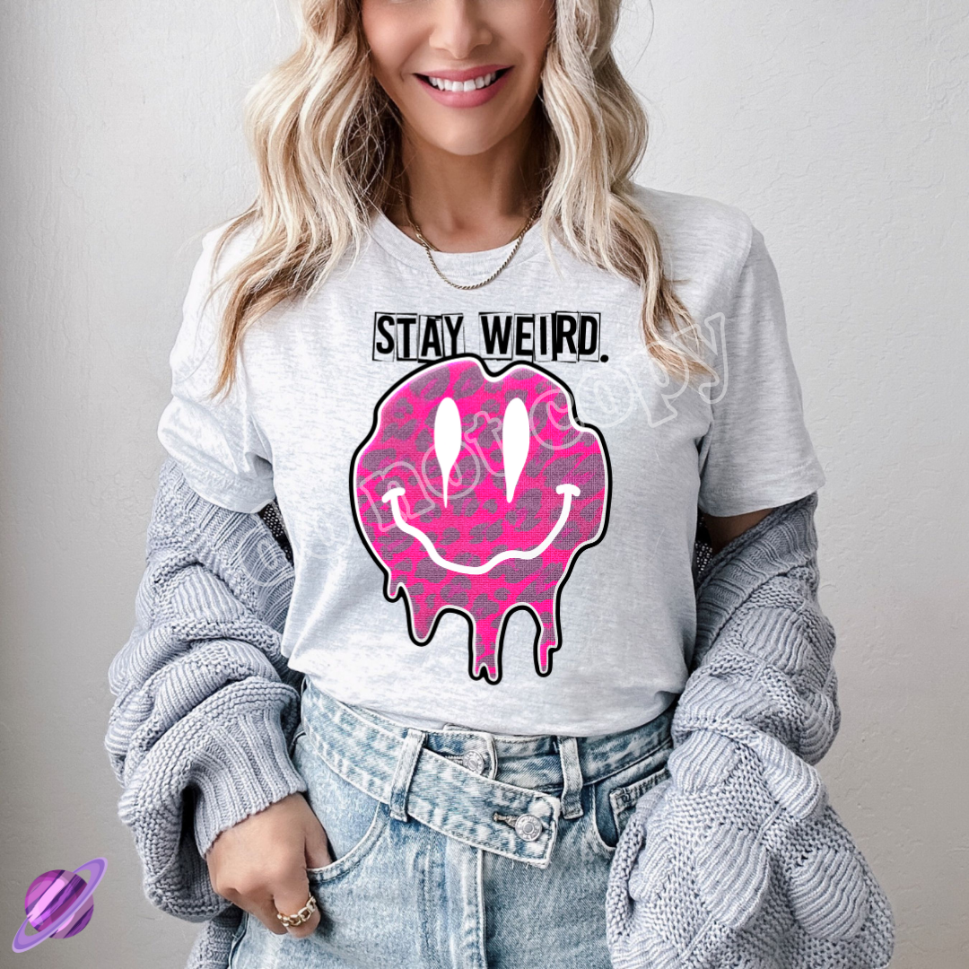 STAY WEIRD PINK TEE