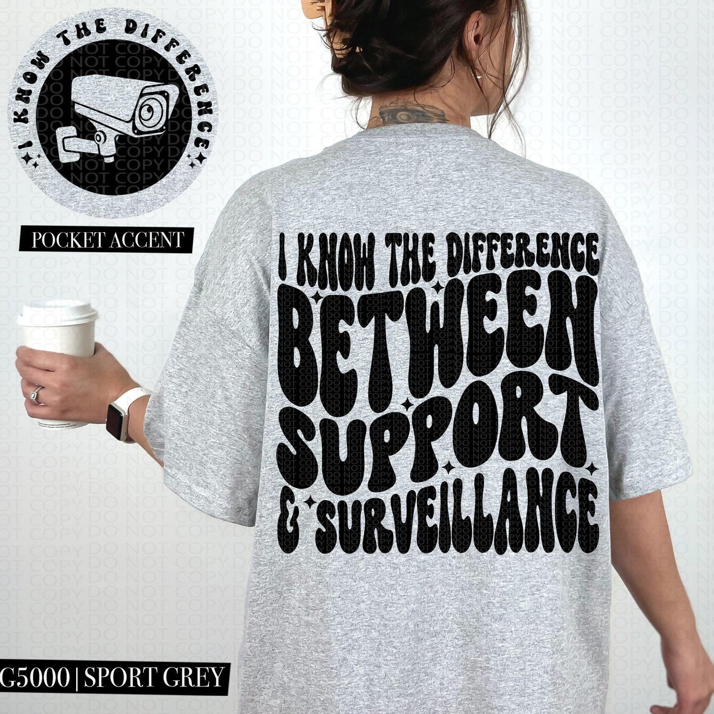 SUPPORT AND SURVEILLANCE - POCKET PRINT DOUBLE SIDED TEE