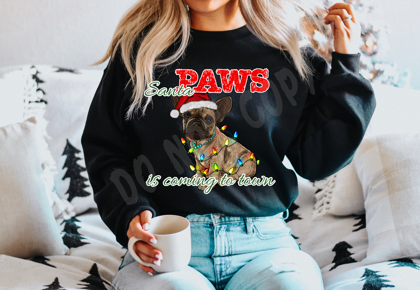 SANTA PAWS 20-FRENCHIE- CREWNECK SWEATSHIRT