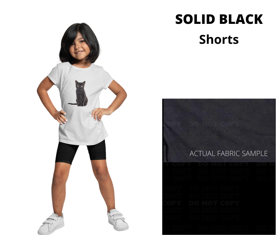 Solid Black 9" Shorts w/ Pockets