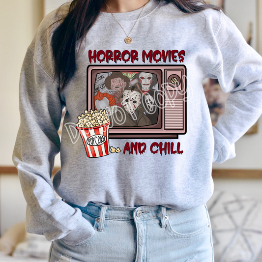 HORROR MOVIES AND CHILL - CREWNECK SWEATSHIRT