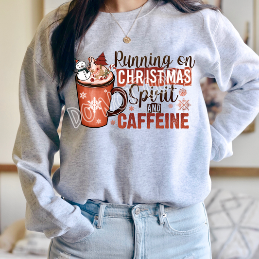 RUNNING ON CHRISTMAS SPIRIT AND CAFFEINE - CREWNECK SWEATSHIRT