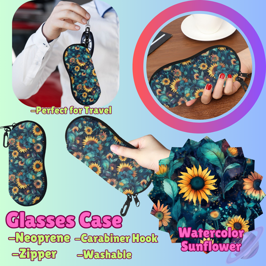 SUNGLASSES CASE RUN-WATERCOLOR SUNFLOWER-PREORDER CLOSING 8/8