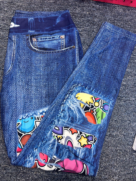 Denim Anime cats patch