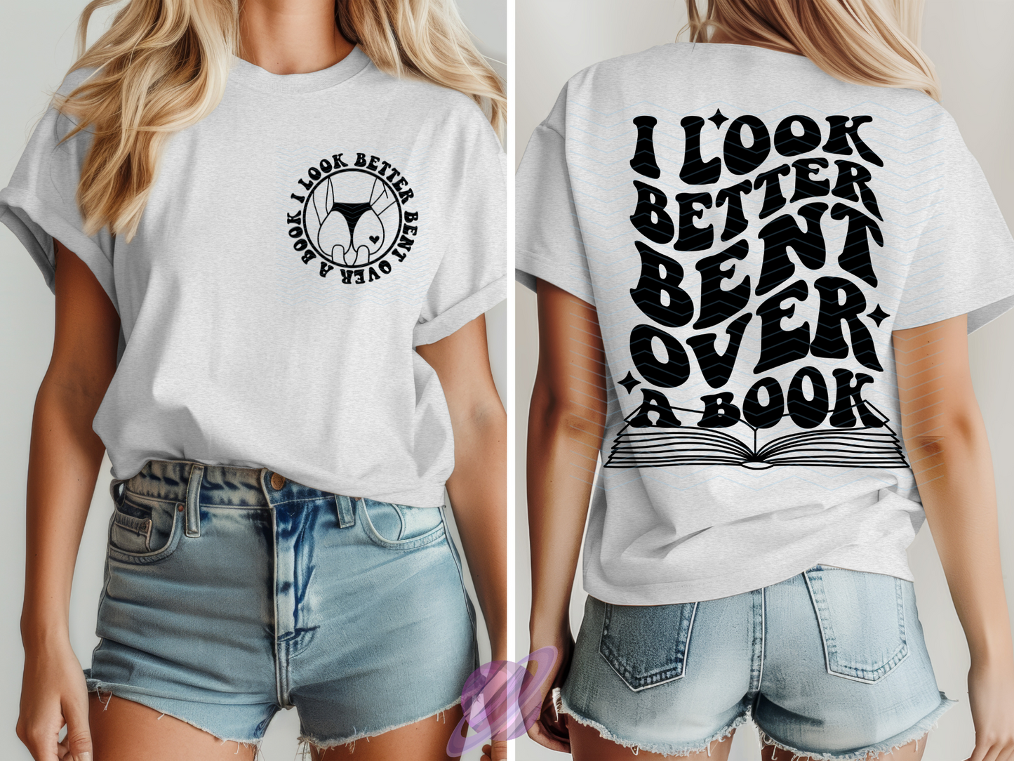 LOOK BETTER BENT OVER BOOK - POCKET PRINT DOUBLE SIDED TEE