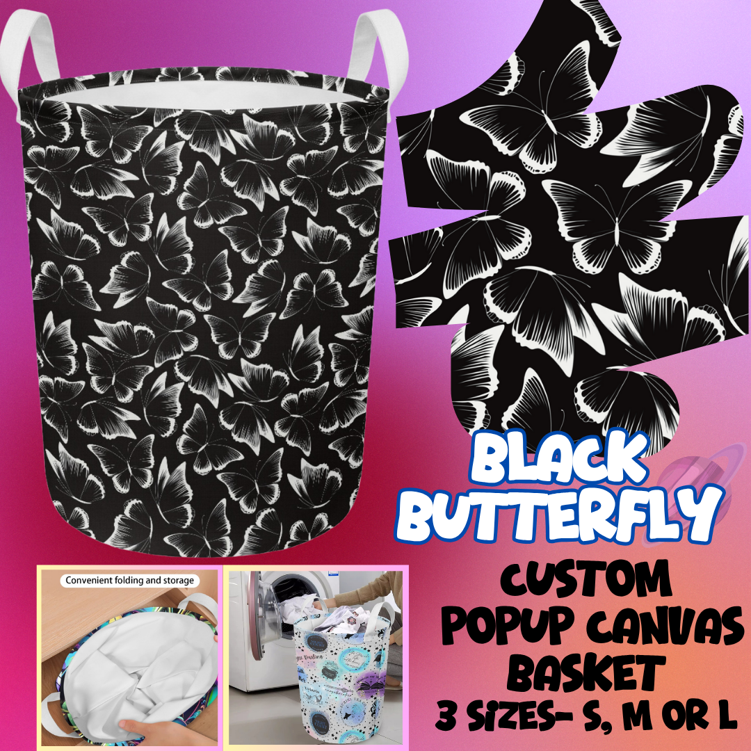 STORAGE BASKET RUN-BLACK BUTTERFLY-3 SIZES-PREORDER CLOSING 8/5