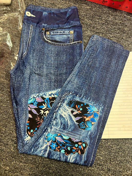 Denim Blue floral fantasy patch