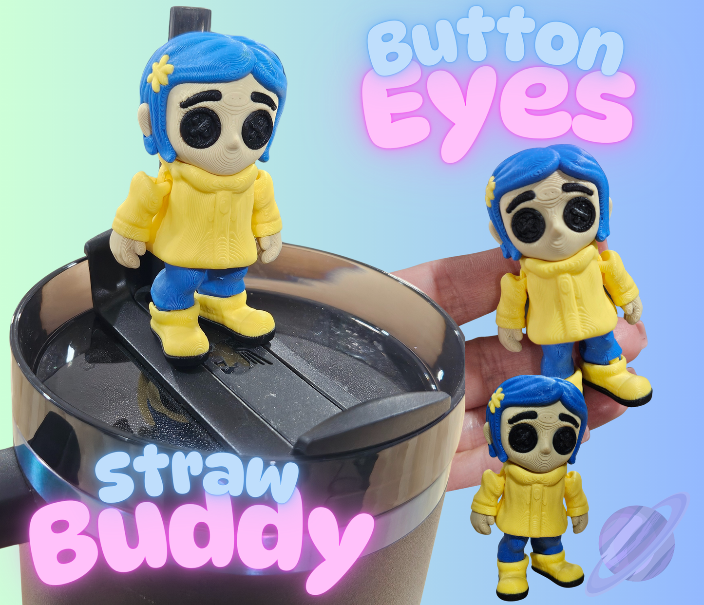 BUTTON EYES-3D PRINTED STRAW BUDDY