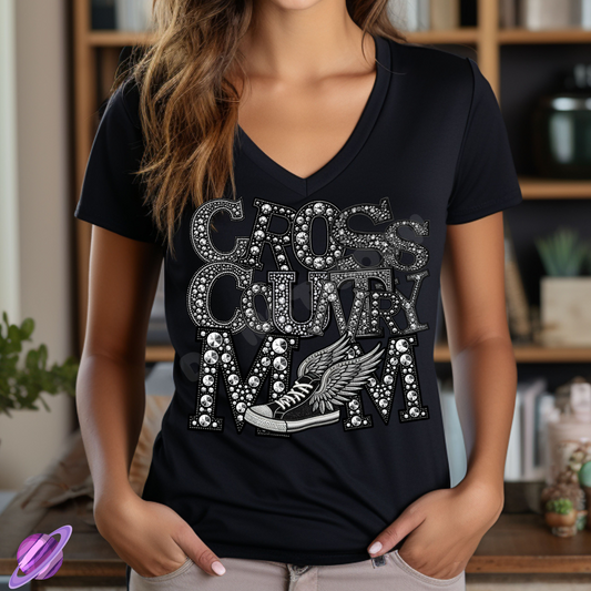 CROSS COUNTRY MOM BLING TEE