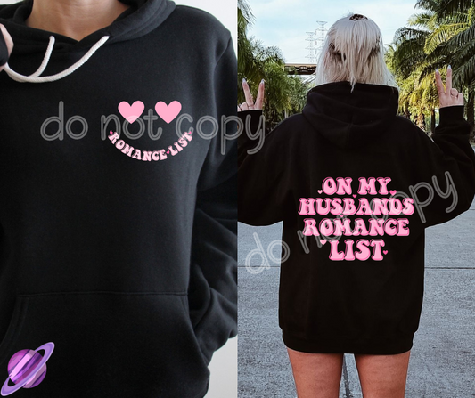 HUSBANDS ROMANCE LIST HOODIE FRONT & BACK DESIGN