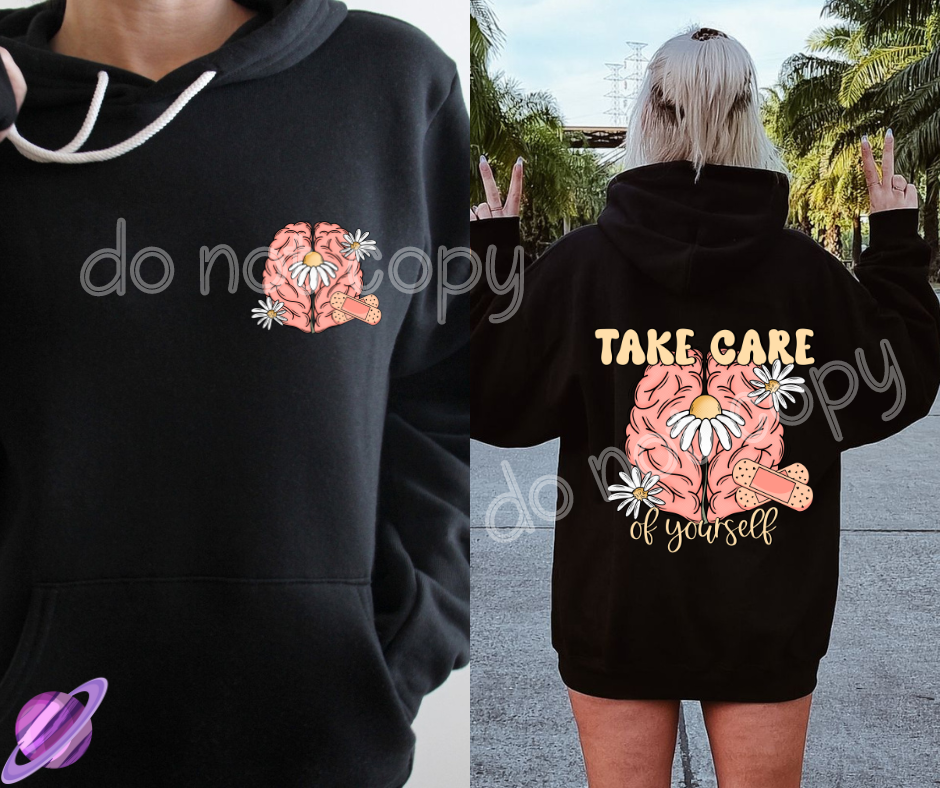TAKE CARE BRAIN HOODIE FRONT & BACK DESIGN