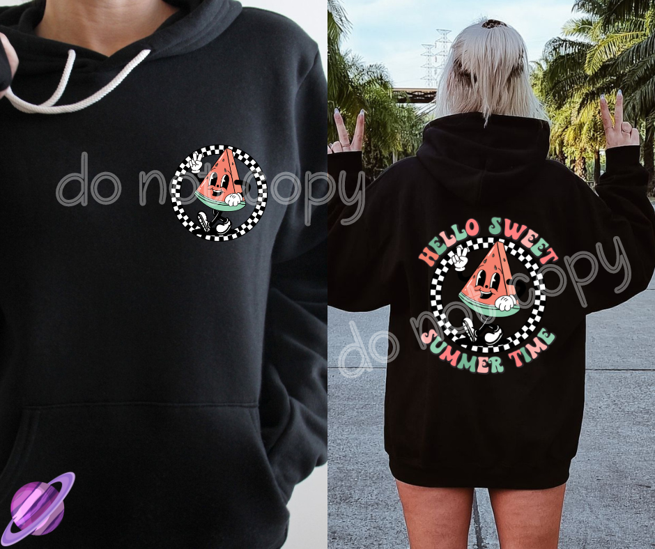 HELLO SWEET SUMMER TIME HOODIE FRONT & BACK DESIGN