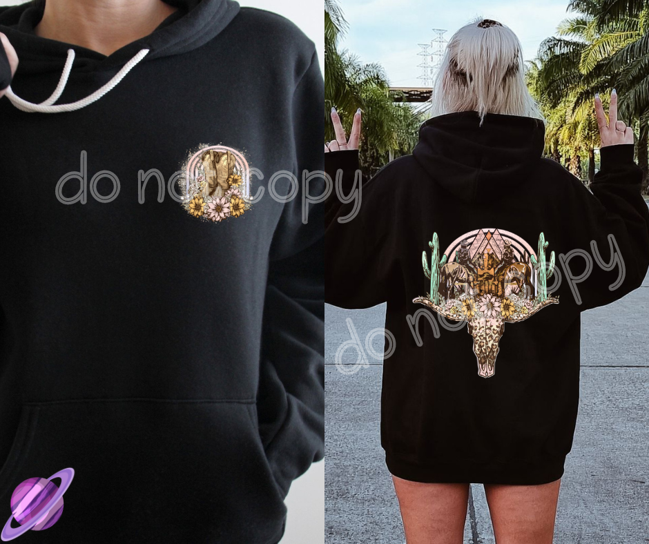 SUNFLOWER WESTERN HOODIE FRONT & BACK DESIGN