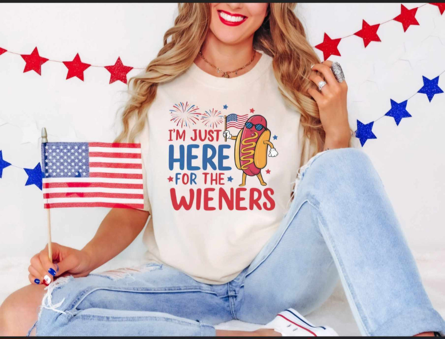 IM JUST HERE FOR THE WEINERS UNISEX TEE ADULTS/KIDS