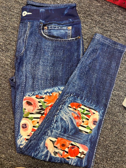 Denim Fall blooms patch