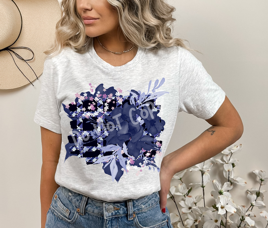 BLUE HOUNDSTOOTH - UNISEX TEE ADULTS/KIDS