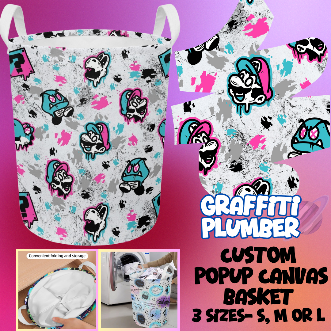 STORAGE BASKET RUN-GRAFFITI PLUMBER-3 SIZES-PREORDER CLOSING 8/5