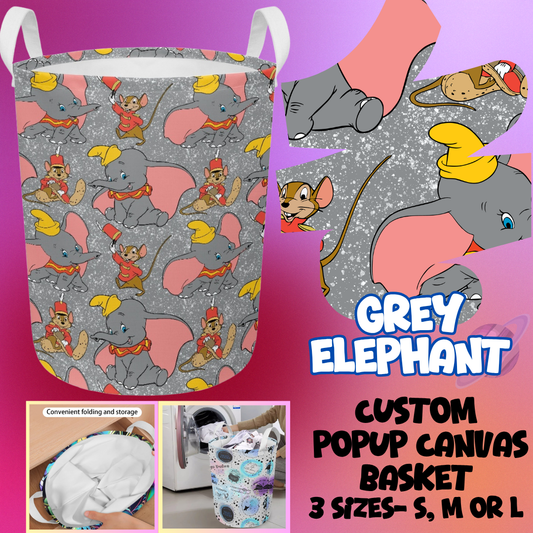 STORAGE BASKET RUN-GREY ELEPHANT-3 SIZES-PREORDER CLOSING 8/5