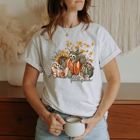 SLOTH HELLO PUMPKIN TEE
