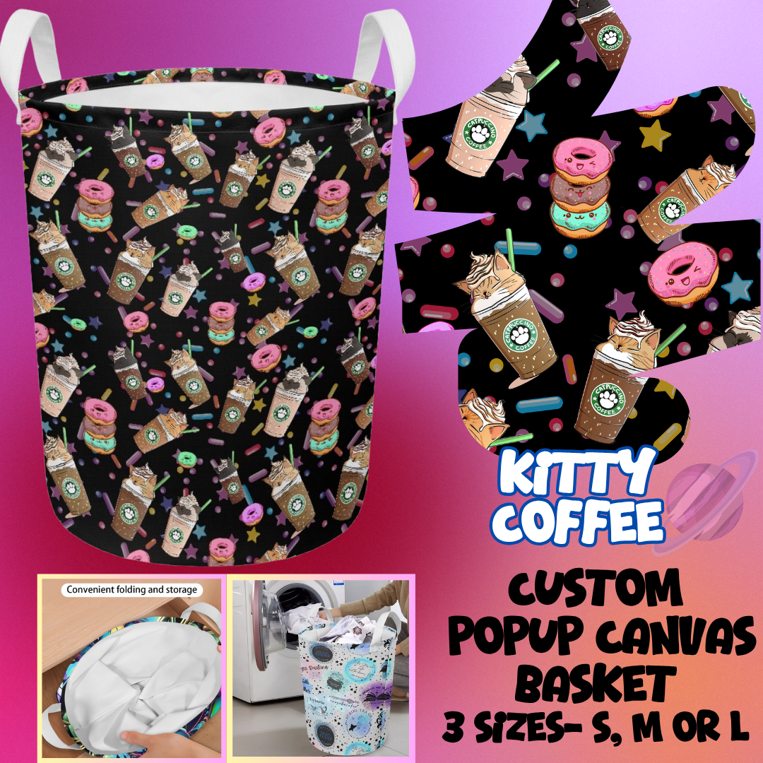 STORAGE BASKET RUN-KITTY COFFEE-3 SIZES-PREORDER CLOSING 8/5