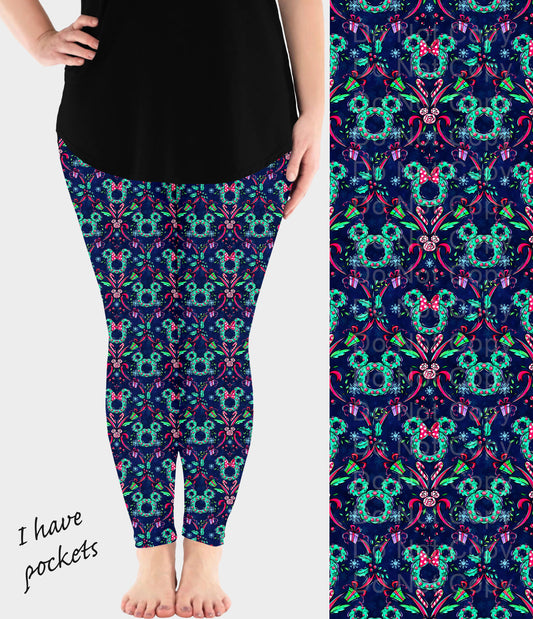 RTS - Magical Wreaths Leggings w/ Pockets