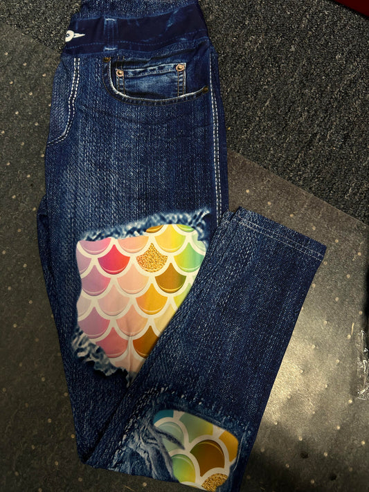 Denim mermaid scale patch