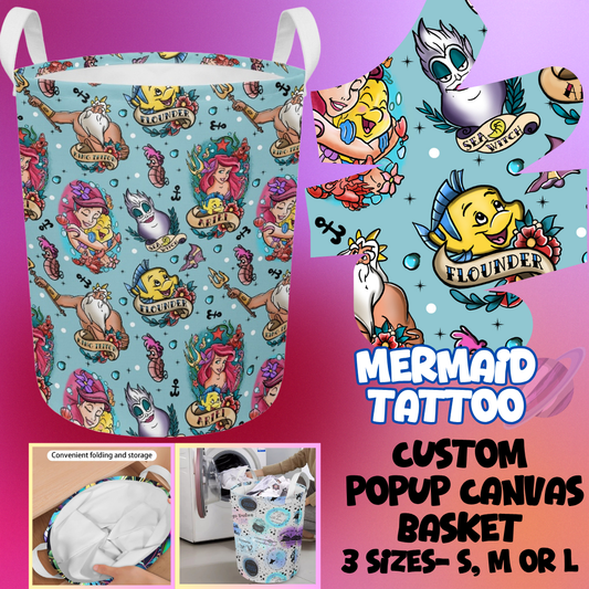 STORAGE BASKET RUN-MERMAID TATTOO-3 SIZES-PREORDER CLOSING 8/5