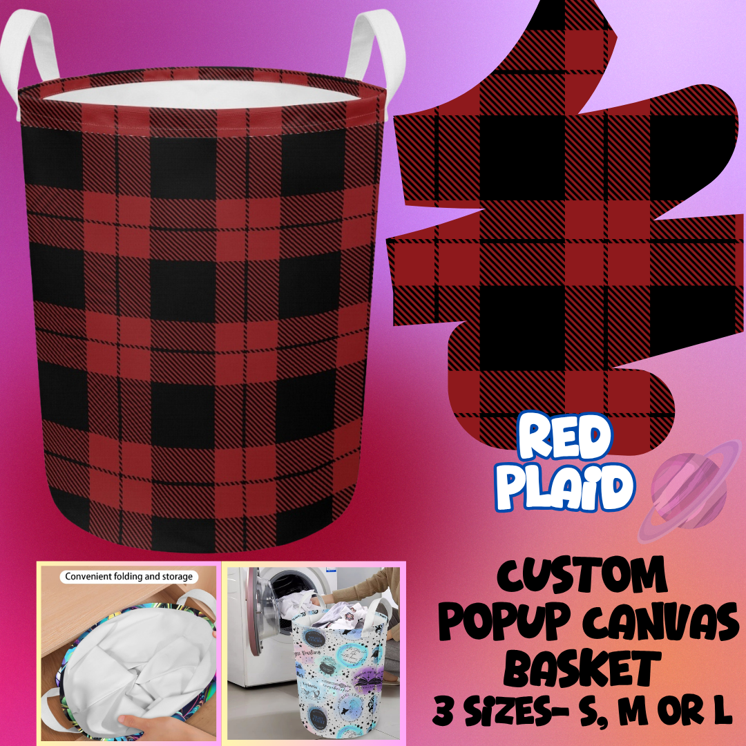 STORAGE BASKET RUN-RED PLAID-3 SIZES-PREORDER CLOSING 8/5