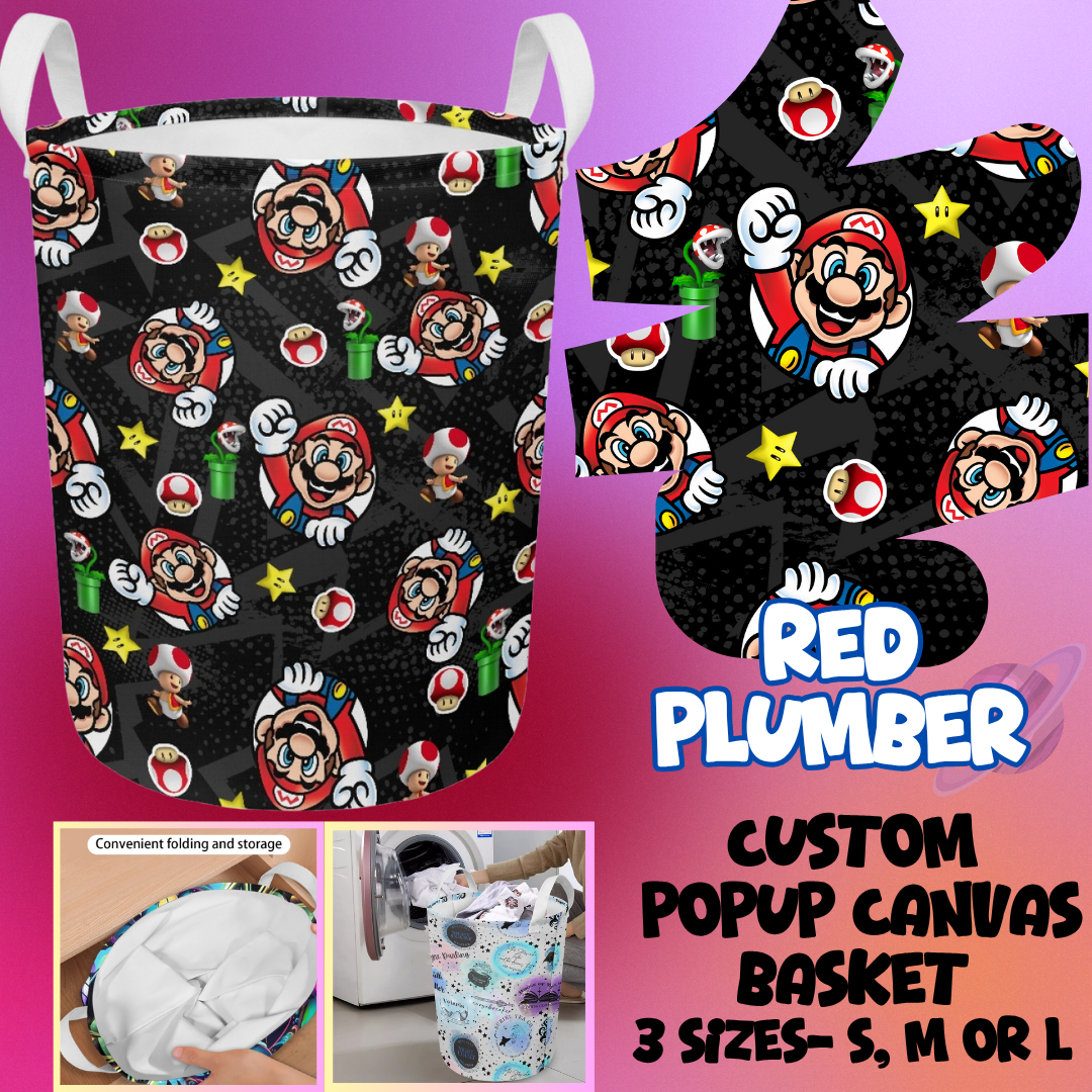 STORAGE BASKET RUN-RED PLUMBER-3 SIZES-PREORDER CLOSING 8/5