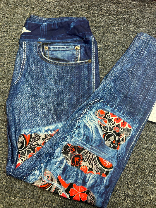 Denim Red Romance Patch