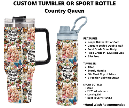 Country Queen Custom Tumbler or Sport Bottle