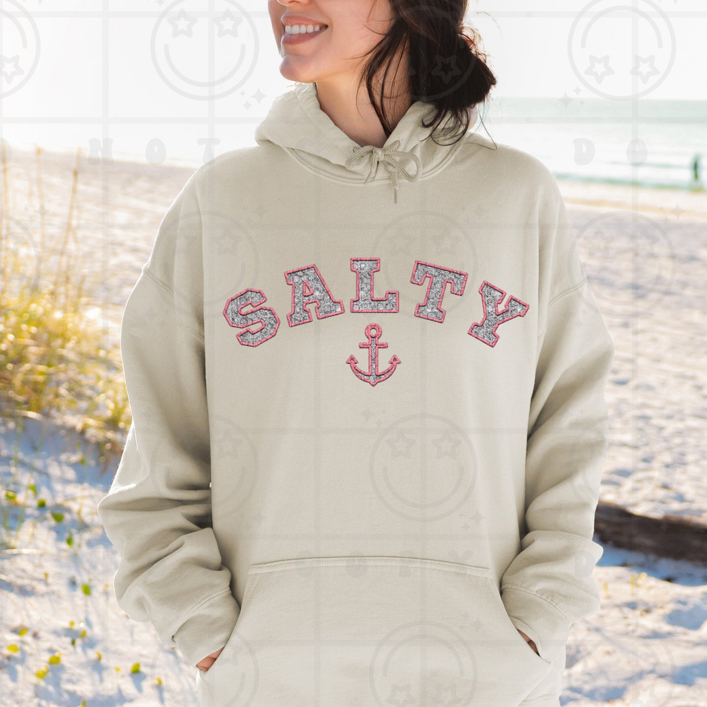 SALTY PINK EMB HOODIE