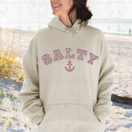 SALTY PINK EMB HOODIE