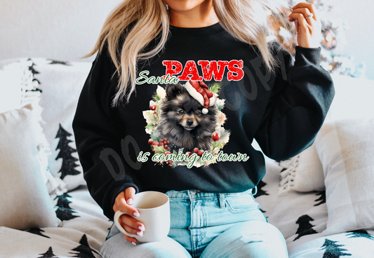 SANTA PAWS 18-BLACK POM- CREWNECK SWEATSHIRT