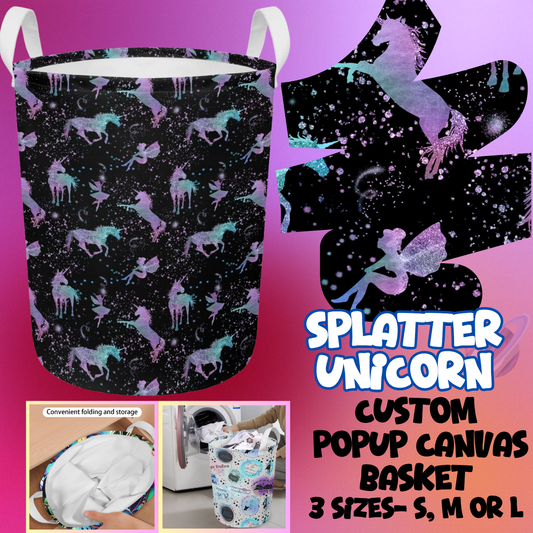 STORAGE BASKET RUN-SPLATTER UNICORN-3 SIZES-PREORDER CLOSING 8/5