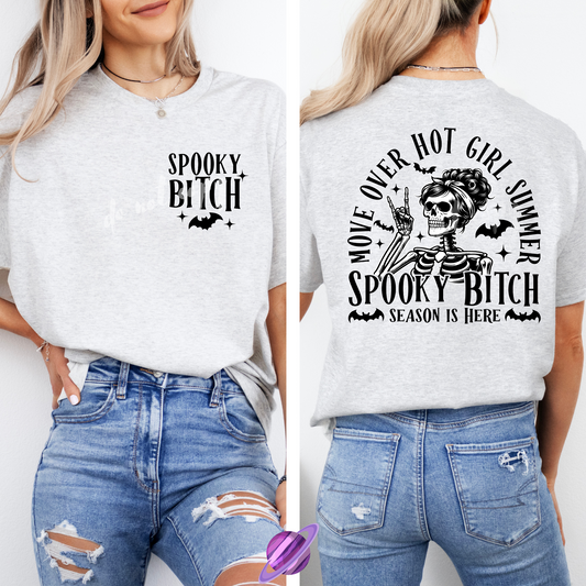 SPOOKY BITCH SEASON- POCKET PRINT DOUBLE SIDED TEE