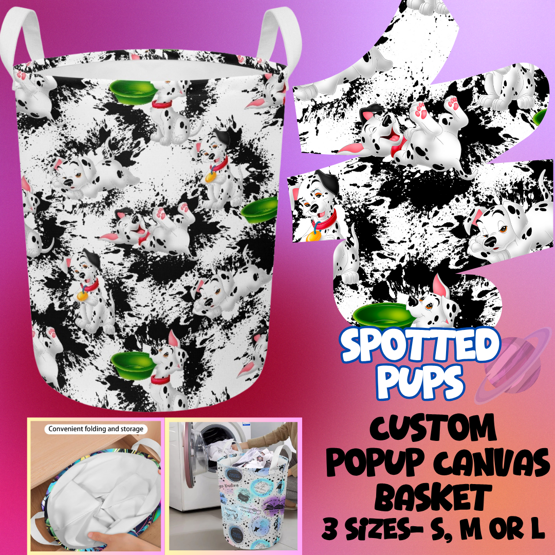 STORAGE BASKET RUN-SPOTTED PUPS-3 SIZES-PREORDER CLOSING 8/5