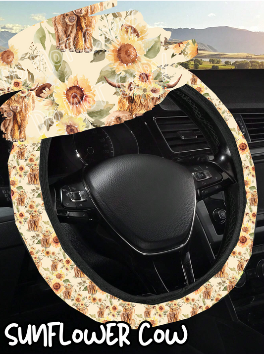 Sunflower Cow - Steering Wheel Cover 3