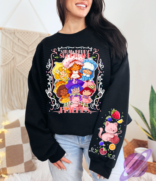 STRAWBERRY FRIENDS SWEATSHIRT W/ SLEEVE PRINT