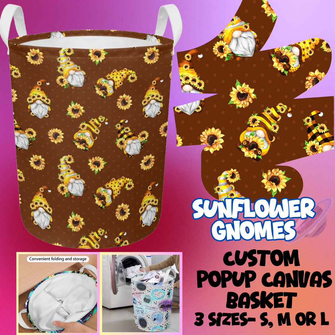 STORAGE BASKET RUN-SUNFLOWER GNOMES-3 SIZES-PREORDER CLOSING 8/5