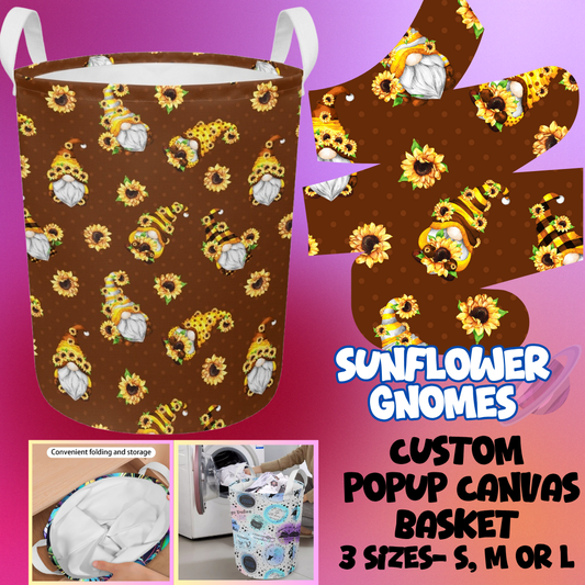 STORAGE BASKET RUN-SUNFLOWER GNOMES-3 SIZES-PREORDER CLOSING 8/5