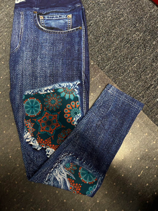 Denim Teal mandala patch