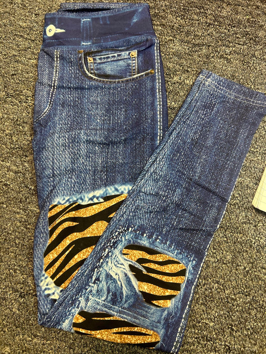Denim Gold zebra Patch