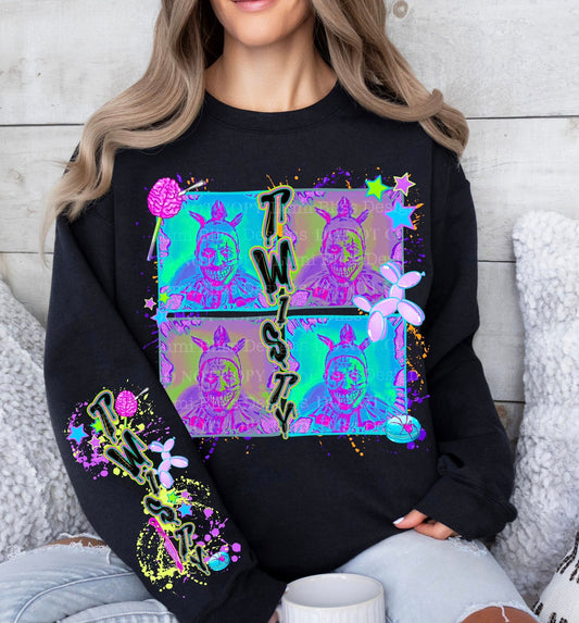 TWISTED CLOWN-CREWNECK SWEATSHIRT W/ SLEEVE PRINT