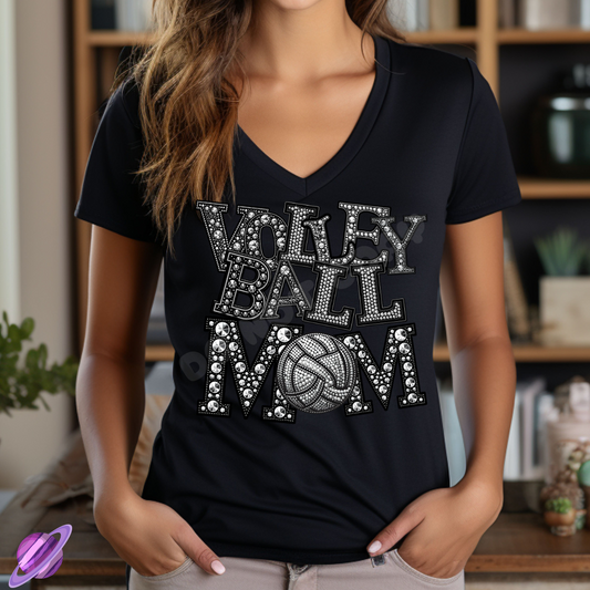 VOLLEYBALL MOM BLING TEE