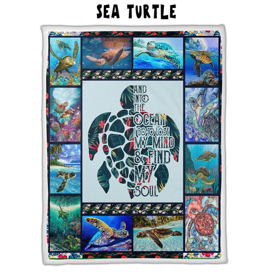 Sea Turtle - Letter Sherpa Blankets