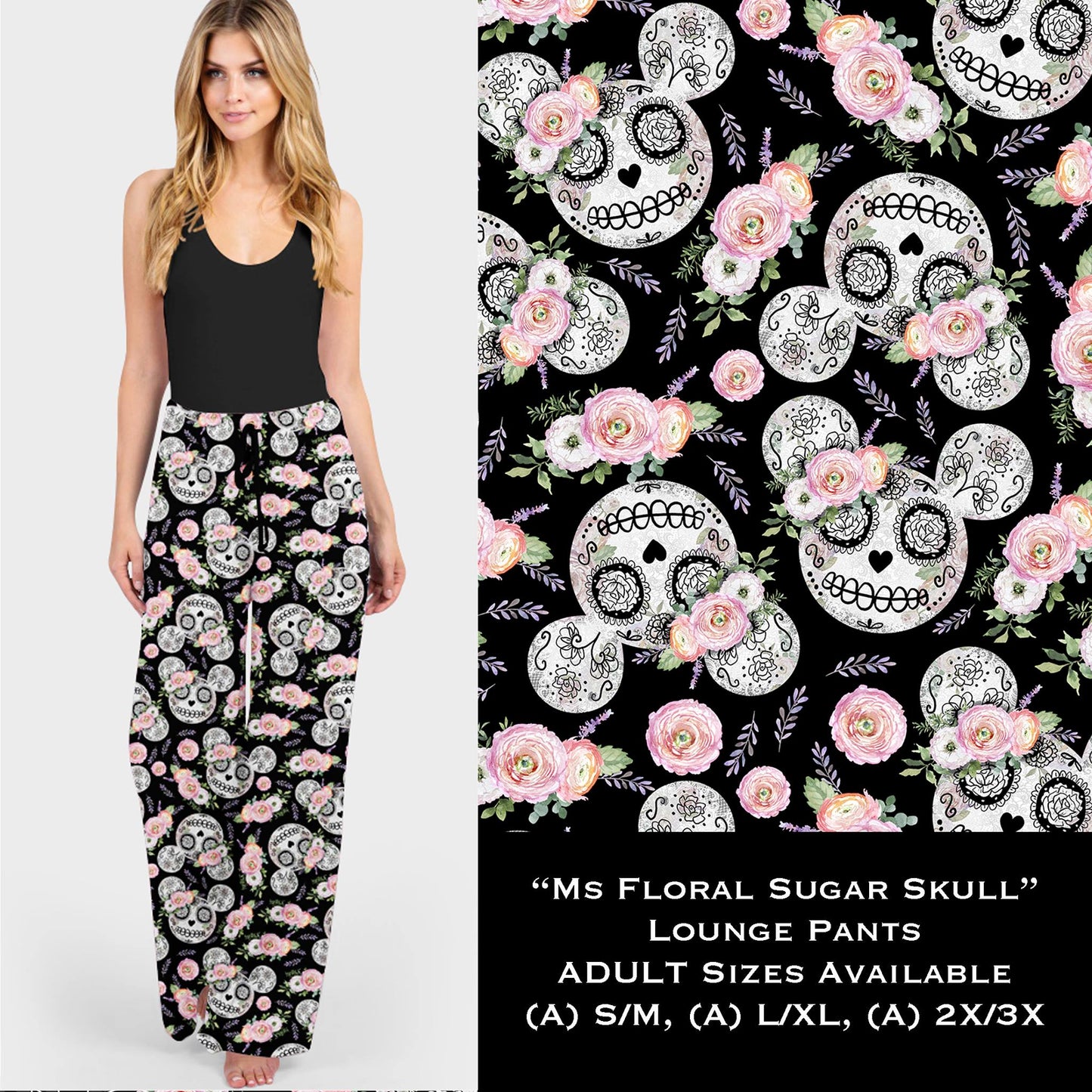 Ms Floral Sugar Skull - Lounge Pants